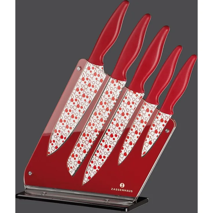 Zassenhaus - Messerblock Easy Cut Acryl bestückt rot weiß 071320