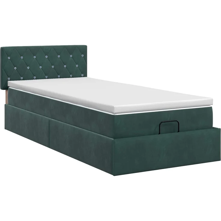 vidaXL Ottoman Bett mit Matratze Dunkelgrün 90 x 190 cm Samt 3457620 – Bild 8