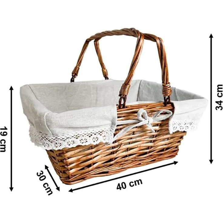 Kobolo Dekokorb Weidenkorb Korb - Klapphenkel - mit Leinentextil, in Handarbeit hergestellt – Bild 5