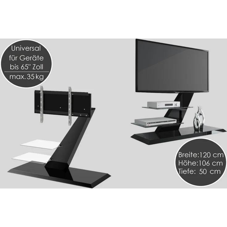 designimpex TV-Rack TV Schrank HZ-111 Hochglanz TV Rack TV Möbel Fernsehtisch TV Ständer – Bild 2