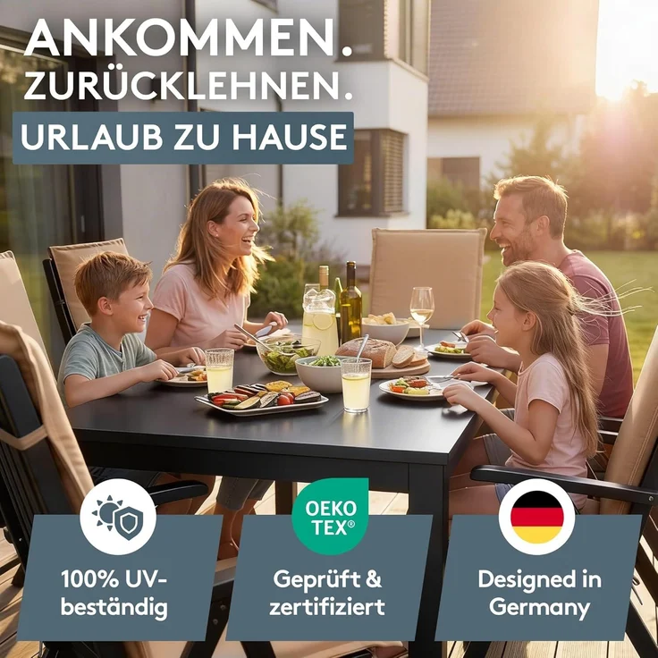 LILENO HOME Gartenstuhl Auflagen [1er Set - Hochlehner] in Taupe - bequeme Liegen als Sitzauflagen für Gartenmöbel - Stuhlkissen für Gartenstühle und Klappstühle MIA – Bild 6