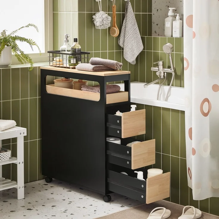SoBuy BZR54-SCH Toilettenschrank mit Toilettenpapierhalter, MDF, Lackiert, Schwarz, 65 x 82 x 24 cm – Bild 9