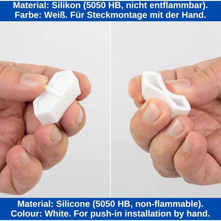 Steckdosen Abdeckung, 4 Stück, in Weiß, aus Silikon, Steckdosenschutz vor Spritzwasser, Staub, Deckel für Eurostecker Typ C Steckdose, Kappe für Öffnungen von Mehrfachstecker, Möbel Steckdosenleiste – Bild 3