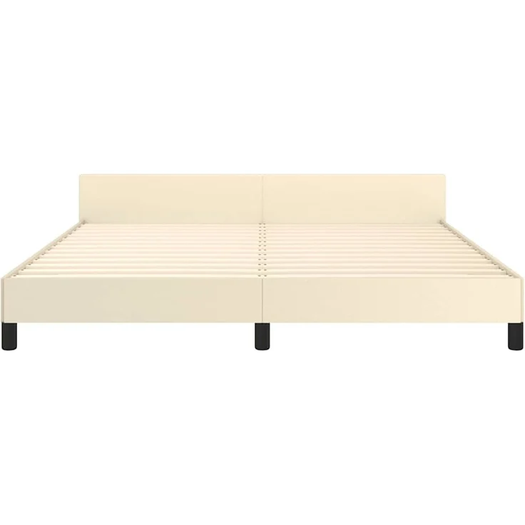 Doppelbett, Bettgestell Modernen mit Kopfteil ohne Matratze Creme 160x200 cm d941e – Bild 5