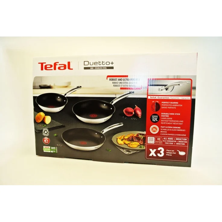 Tefal Pfannen-Set | Induktion | Antihaftbeschichtung | Edelstahl | 3-teilig 20/24/28 cm | Thermo-Signal | silber – Bild 2