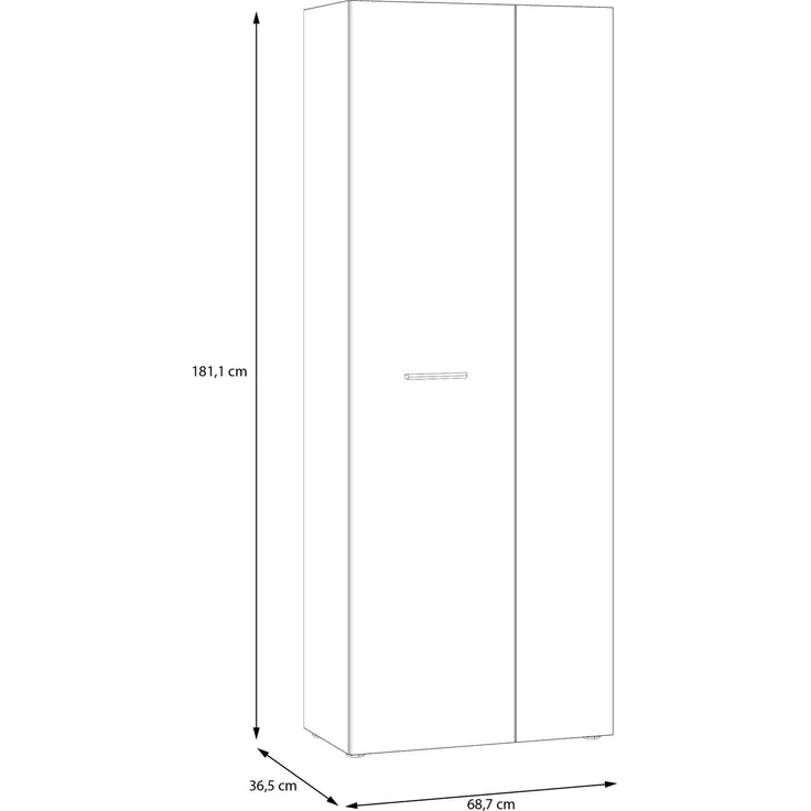 Forte NET306 Mehrzweckschrank 70, rustikaler Schrank, 1-türig, für Flur, Hauswirtschraftsraum, Holzwerkstoff, Old-Wood Vintage Holzdekor/Betonoptik, 68,7 cm breit x 181,1 cm hoch x 36,5 cm tief – Bild 6