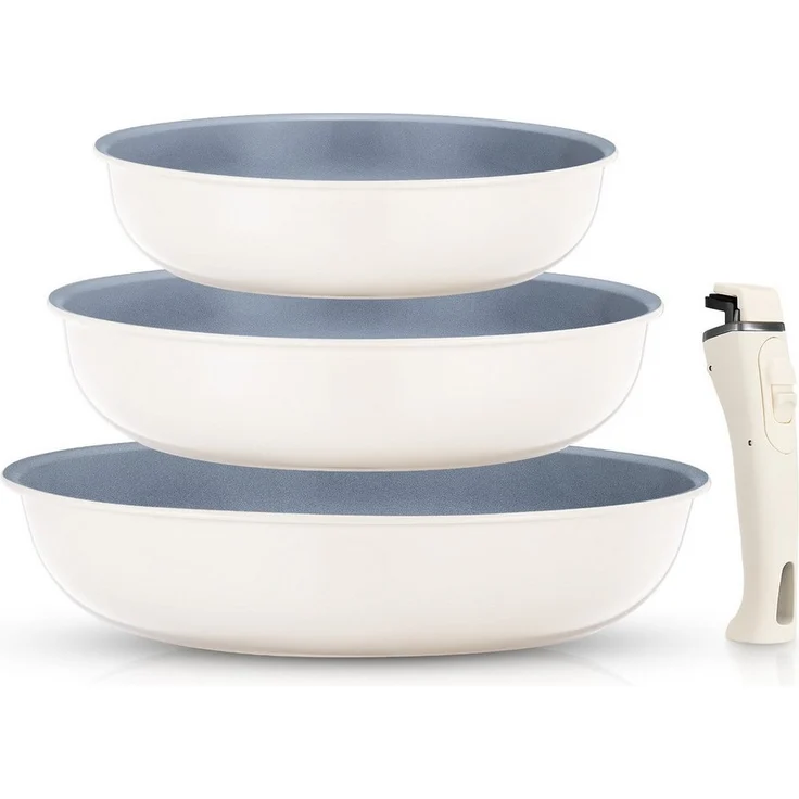 FOHERE Pfannen-Set Antihaft-Pfannen-Set mit abnehmbarem Griff, 3-teilig, Aluminium (3-tlg), drei Pfannen (20CM, 24CM, 28CM), grau – Bild 5