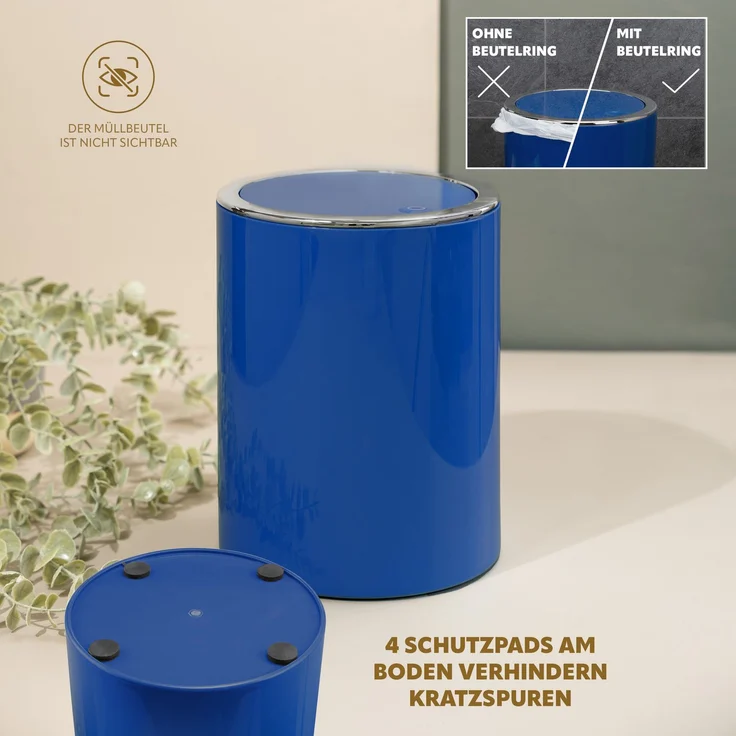Kosmetikeimer SAVONA 5,5 Liter aus Kunststoff, rund - blau – Bild 5