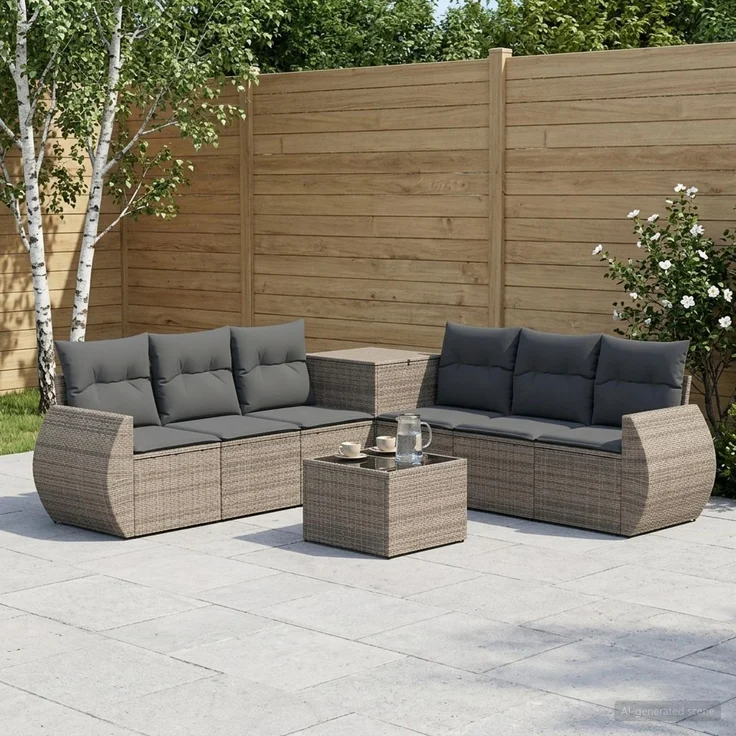vidaXL Sofa Set 8 stk. Grau und Dunkelgrau Polyrattan und Stahl 3448438 – Bild 1