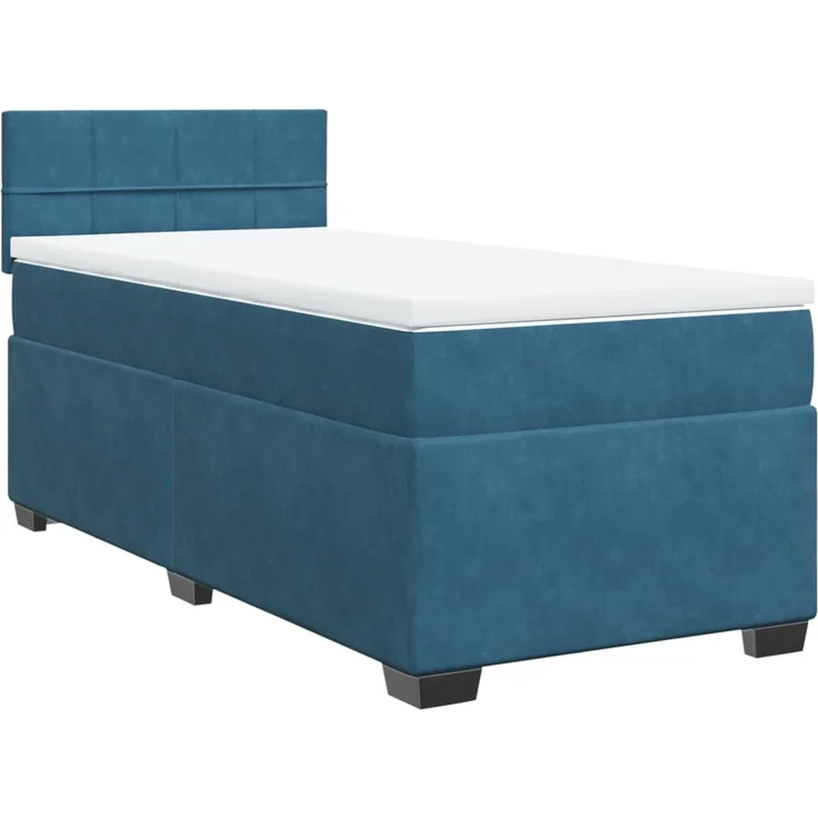 vidaXL Boxspringbett mit Matratze Dunkelblau 90x200 cm Samt 3286226 – Bild 2