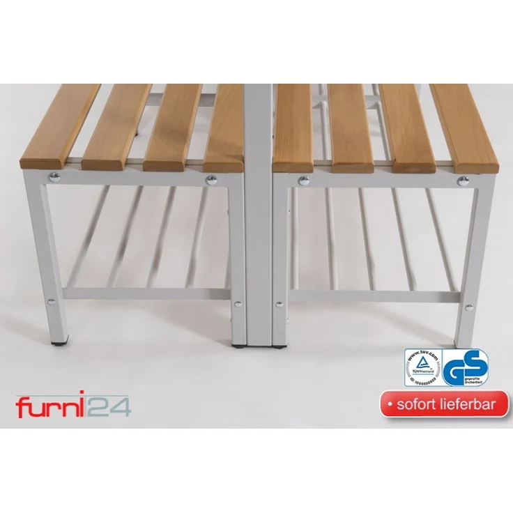 Garderobenbank doppelseitig mit Schuhrost 100 cm grau – Bild 4