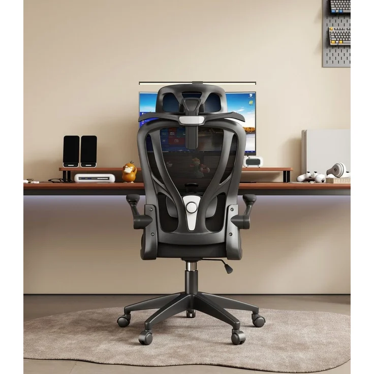 POPOLIC Bürostuhl Ergonomischer, verstellbarer Bürostuhl aus Netzgewebe – schwarz-weiß – Bild 4
