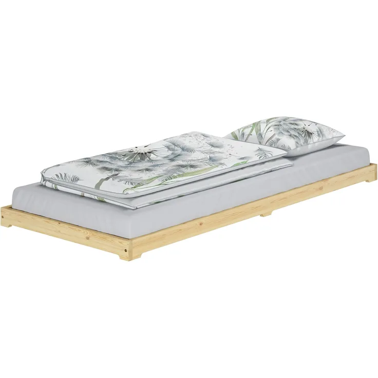 Niederflurbett extra niedriges Bettrahmen Futonbett 100x200 Kiefer klar lackiert V-60.47K-10ohne Zubehör
