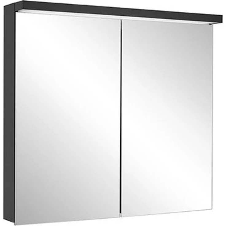 Schneider ADVANCED Line Ultimate LED Lichtspiegelschrank, 1 Tür Anschlag wechselbar, Steckdose links, 59,5 x 72,6 x 17,8 cm, 188.063, Ausführung: EU-Norm/Korpus schwarz matt - 188.063.02.41