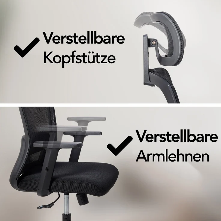 Brixy Ergonomischer Bürostuhl - Bürostühle Für Erwachsene - Voll verstellbar - Office Office Chair - Schwarz – Bild 5