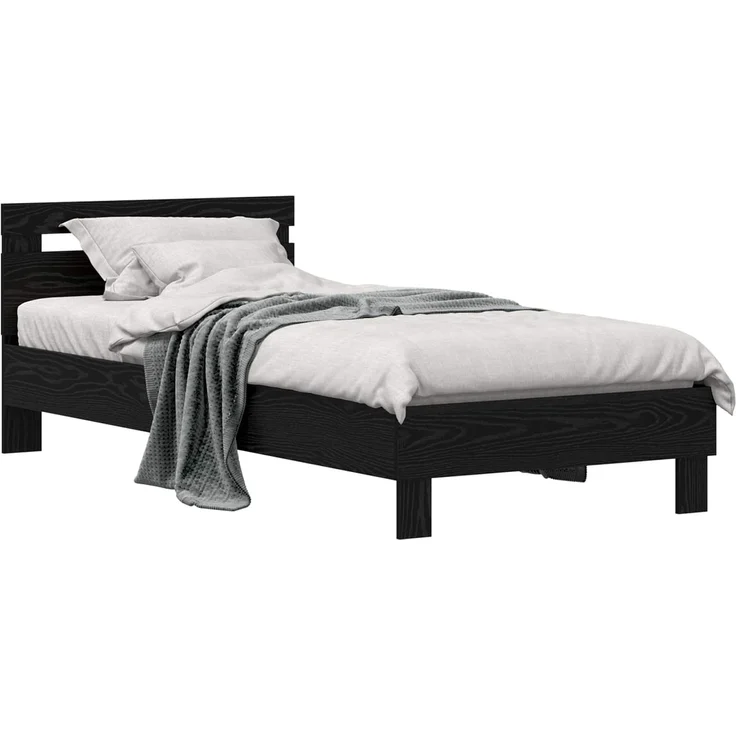 vidaXL Bettrahmen Schwarz Eichen-Optik 75 x 190 cm Holzwerkstoff 8003738 – Bild 2