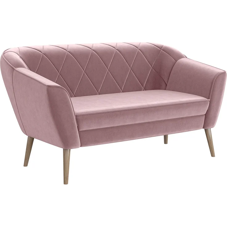 MEBLINI Sofa GISELA 2-Sitzer - Rosa Samt - für Wohnzimmer - Mini Lounge für zwei Personen - Küchensofa - Sofa Klein – Bild 1