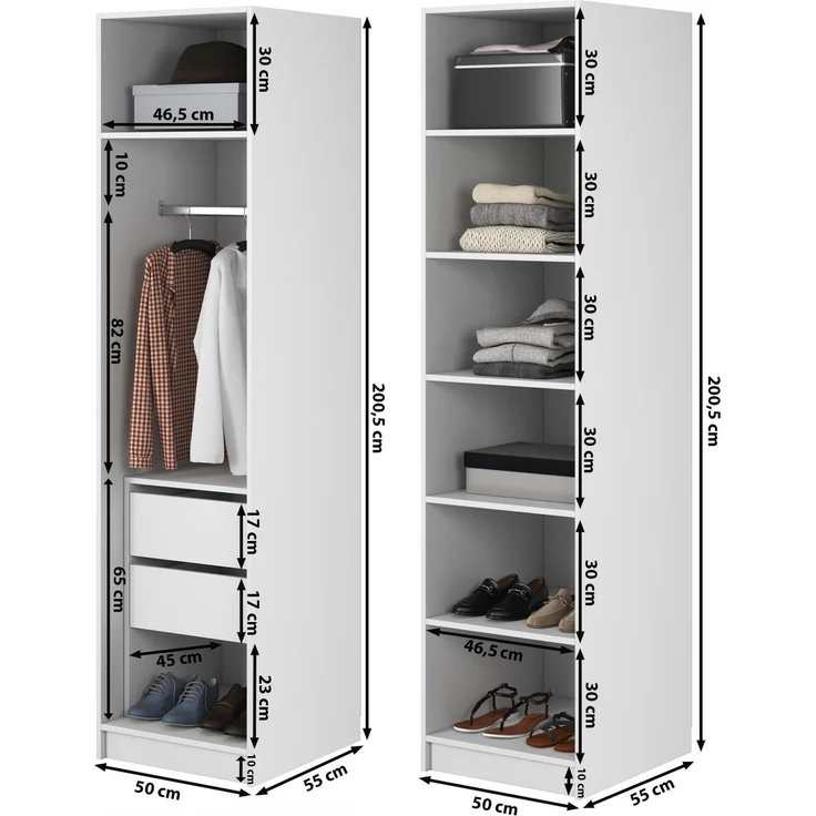 Selsey 'Frame' Kleiderschrank 2-türig mit Kleiderstange und Schubladen, greige 200 x 100 x 57 cm – Bild 5