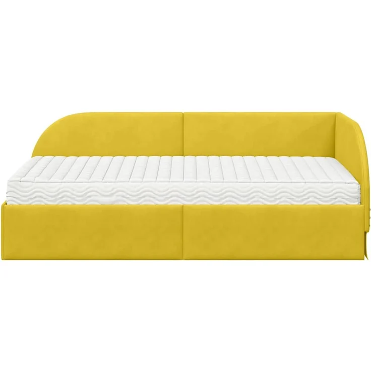 vidaXL Eckbettgestell mit Matratze 2 stk. Gelb 100 x 200 cm Samt 3394210 – Bild 5