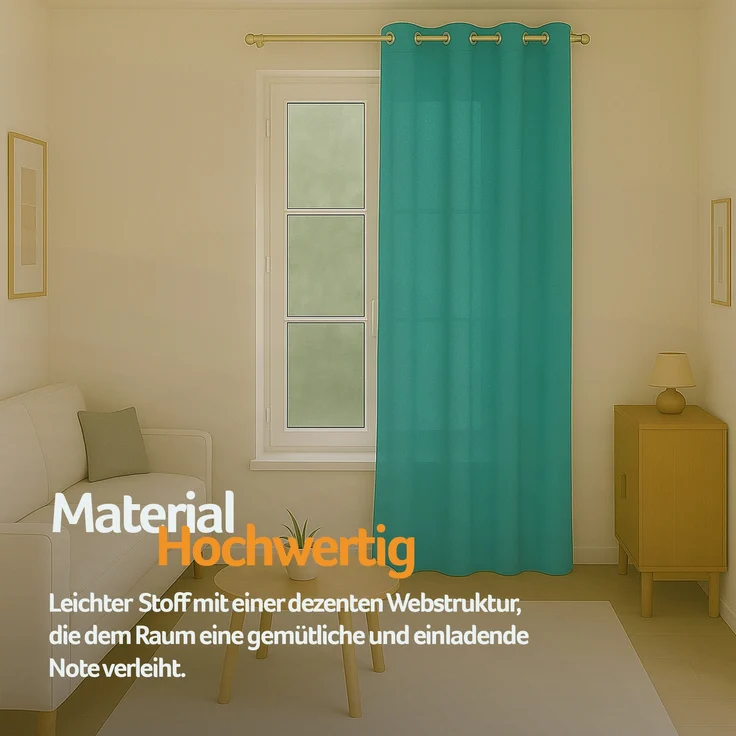 Bestlivings Blickdichte, Gardine mit Ösen, in vielen Größen und Farben Türkis 140x145 cm – Bild 4