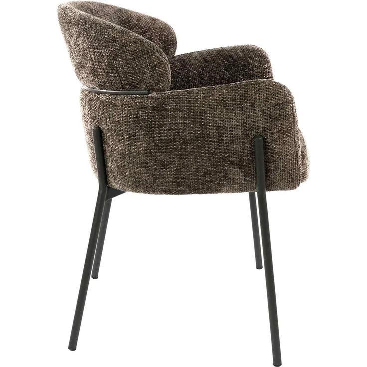 Armstuhl Vura 2er-Set mit Chenille-Bezug und Metallgestell, Taupe – Bild 5