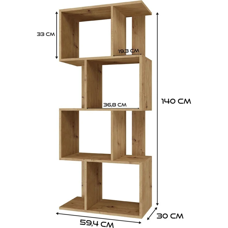 Selsey 'Fiesta' Standregal, Artisan Eiche, ca. 140 x 60 x 30 cm – Bild 5