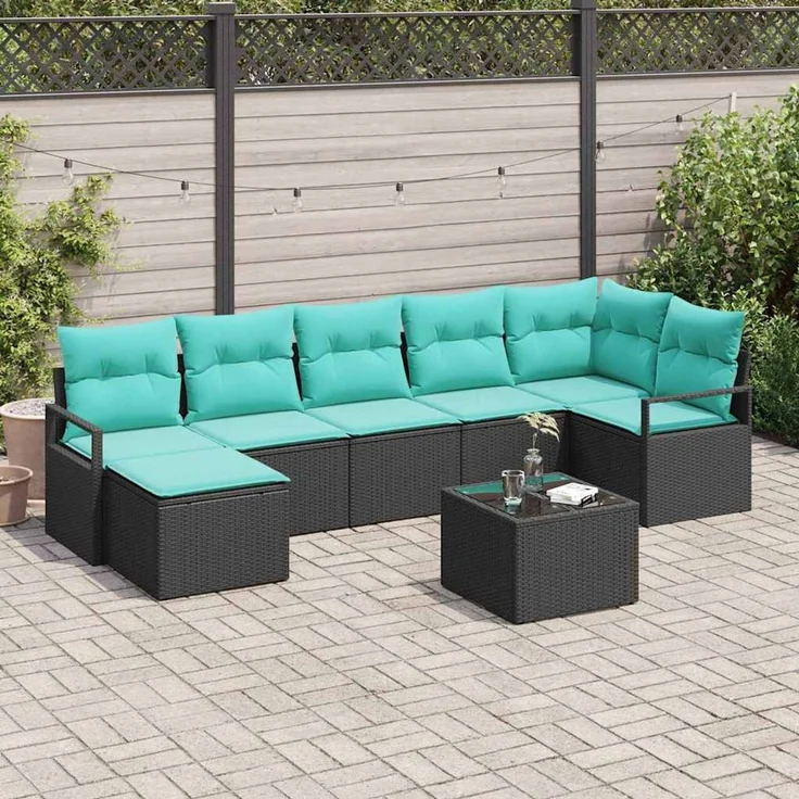 vidaXL Sofa Set 8 stk. Schwarz [Synthetisch]: Poly Rattan 3346486 – Bild 1