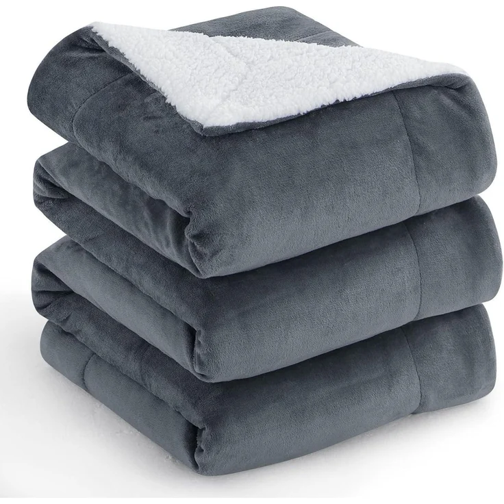 Kuscheldecke Sherpa Fleece Couchdecke XXL 220 x 240 cm Anthrazit – Bild 1