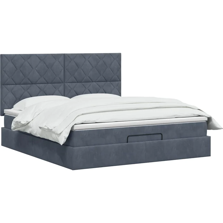 vidaXL Ottoman Bett mit Matratze Dunkelgrau 140 x 190 cm Samt 3457792 – Bild 3