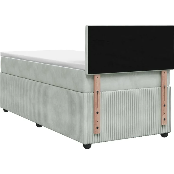 vidaXL Boxspringbett mit Matratze Hellgrau 90 x 190 cm Samt 3451589 – Bild 8