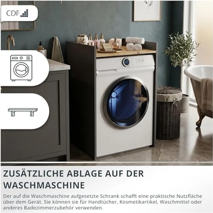 TOPESHOP Waschmaschinenumbauschrank MAGWA für Waschmaschine / Wäschetrockner - Überbauschrank ideal für Ihr Badezimmer – Bild 7