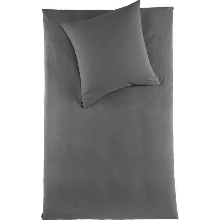 soma Bettwäsche Set Musselin 135x200 Design anthrazit Baumwolle, Musselin, 2 teilig, Sommer Geschenke Idee Frauen Männer weich sale Reißverschluss Partner – Bild 5