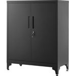 SONGMICS Aktenschrank, Mehrzweckschrank, Büroschrank mit 2 Türen, Schrank abschließbar, Aufbewahrungsschrank aus Stahl, für Arbeitszimmer, Wohnzimmer, schwarz OMC013B01