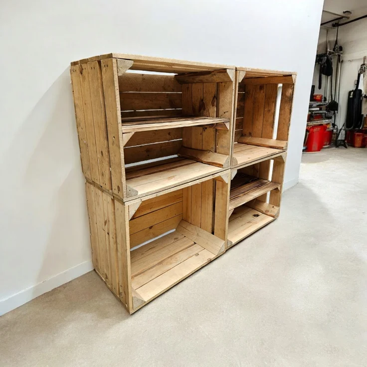 Holzkisten 4er Set 50 x 40 x 30cm mit Regal Lang Vintage Natur – Bild 5