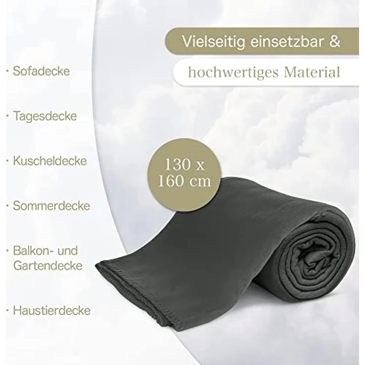 Wohndecke Polar-Fleece mit Antipilling, ca. 420g, 130x160 cm, KiGATEX, Ziersticheinfassung – Bild 8