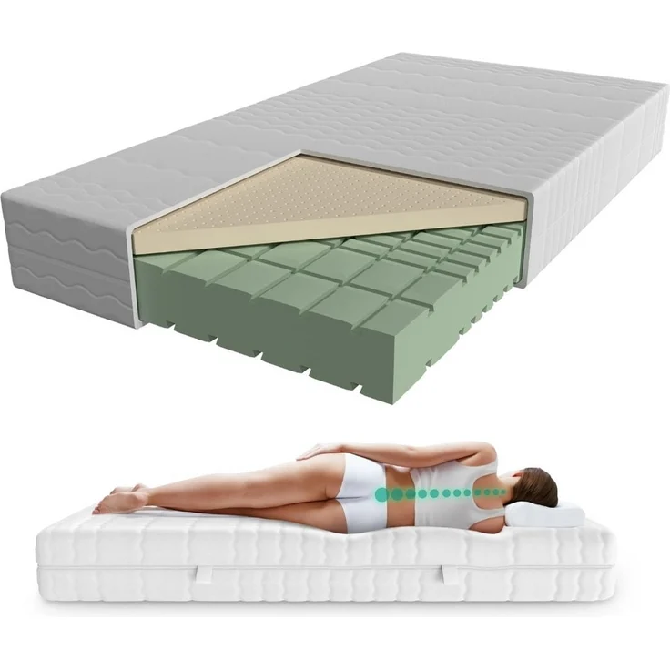Latexmatratze in Premiumhöhe, Langlebige 7-Zonen Latex-Matratze, Waschbarer Bezug, AM Qualitätsmatratzen, 23 cm hoch, 90x200 cm – Bild 1