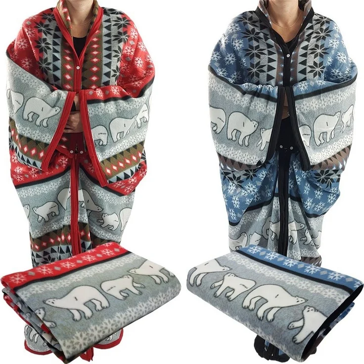 Wohndecke Waidmeister Kuscheldecke mit Ärmeln Eisbären 150x170 cm, Waidmeister – Bild 1