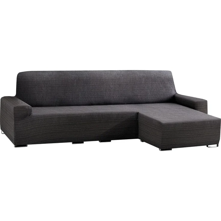 ECOMMERC3 Sofabezug für Chaiselongue, kurzes Eckteil rechts, elastisch, aus Jacquard – ChaiseLongue-Sofabezug, Dunkelgrau, universelle Passform, mit Schaumstoffen und rutschfesten Gummibändern