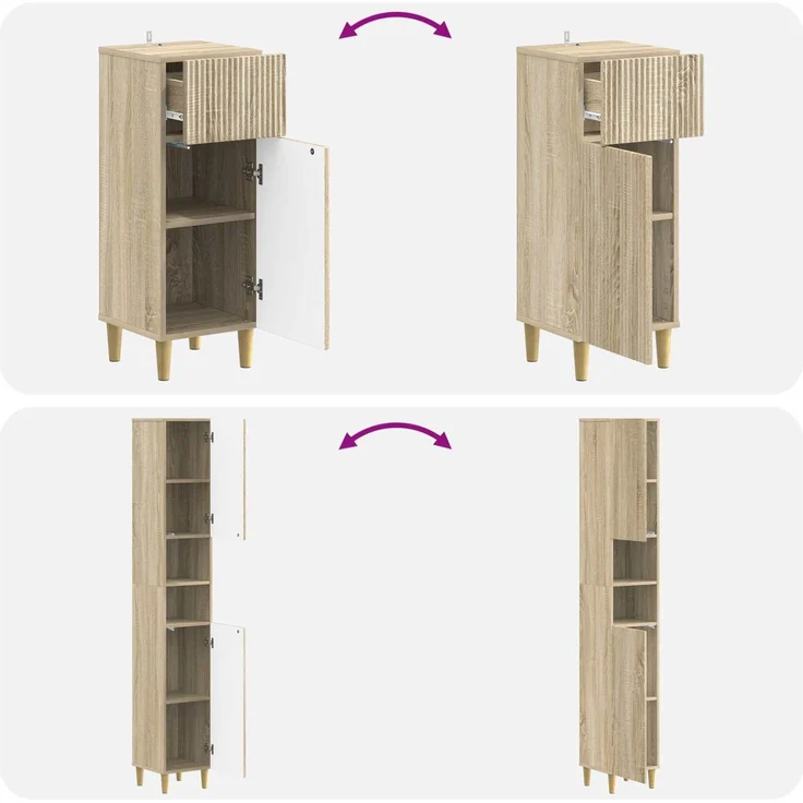 vidaXL 3-teiliges Badezimmer-Schranksystem ARNHEM Sonoma-Eiche 3417848 – Bild 8