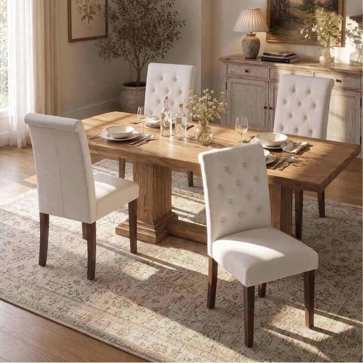 TLGREEN Esszimmerstuhl 1/2/4er Set,Küchenstuhl,Polsterstühle mit hoher Rückenlehne, (Chesterfield Stil mit Massivholzbeinen, 4 St), Weiche Gepolsterte Sitzfläche,für Esszimmer und Küche – Bild 1