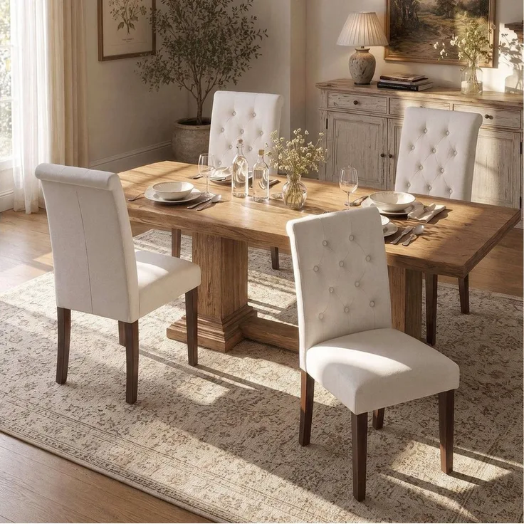 TLGREEN Esszimmerstuhl 1/2/4er Set,Küchenstuhl,Polsterstühle mit hoher Rückenlehne, (Chesterfield Stil mit Massivholzbeinen, 4 St), Weiche Gepolsterte Sitzfläche,für Esszimmer und Küche