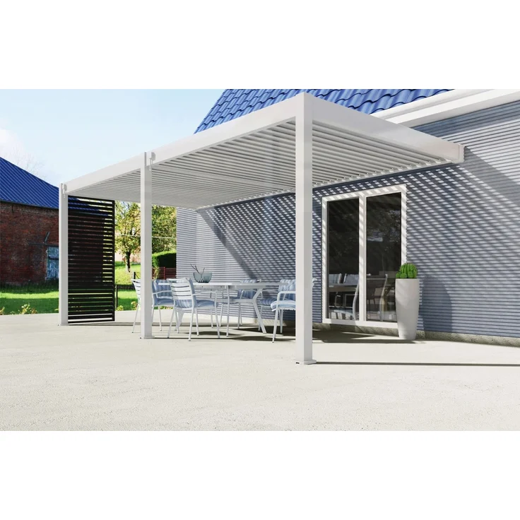 Weide Deluxe Plus | Wand Pergola | Voll Aluminium | 4 x 6 M | Lamellendach weiß – Bild 8