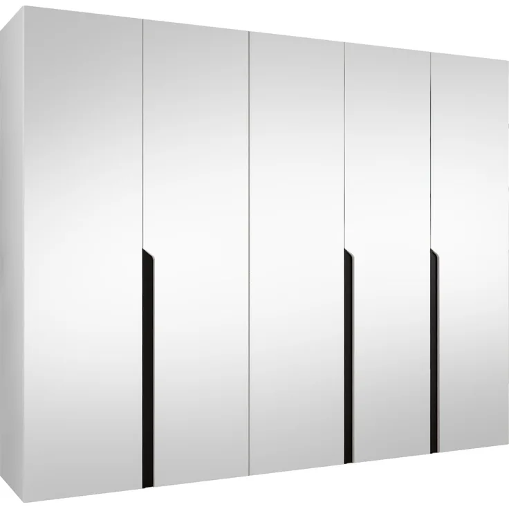 Kleiderschrank Veluna III 250 (Farbe: Weiß / Weiß + Schwarz)