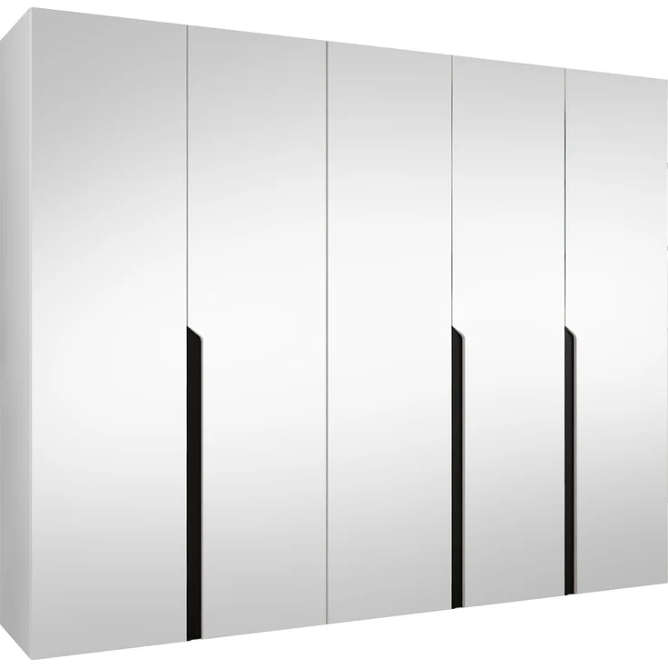 Kleiderschrank Veluna III 250 (Farbe: Weiß / Weiß + Schwarz) – Bild 1