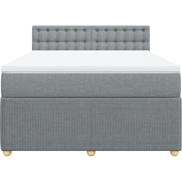vidaXL Boxspringbett mit Matratze Hellgrau 140x200 cm Stoff 3287493 – Bild 4