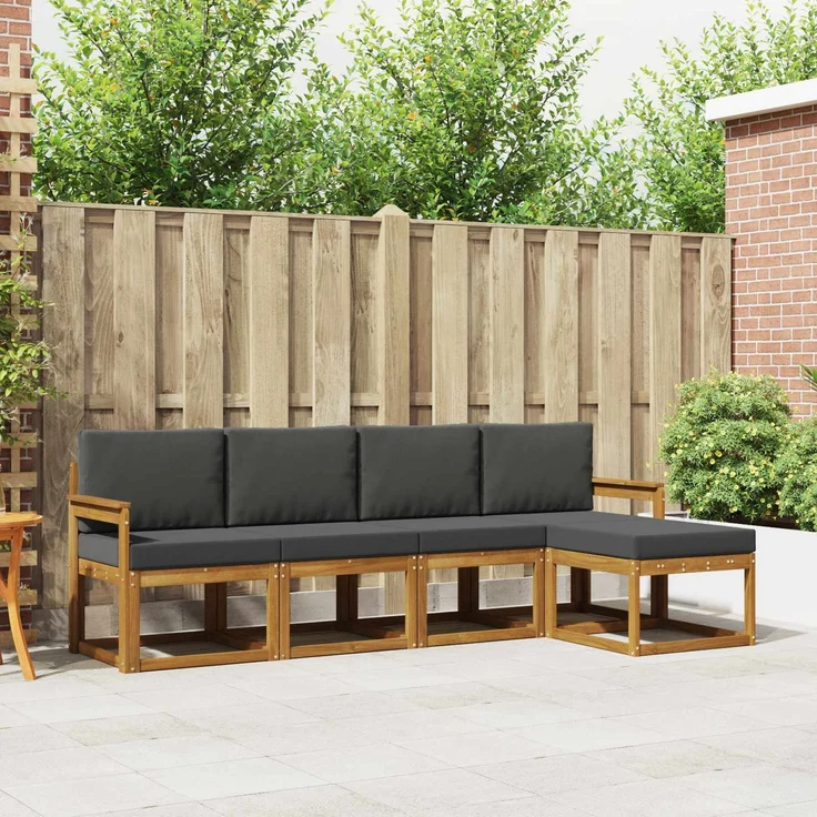 vidaXL Outdoor-Sofagarnitur mit Kissen 5 pcs Natur und Anthrazit 3366245 – Bild 1