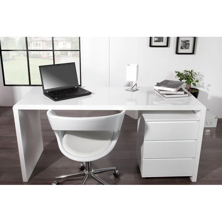 riess-ambiente Schreibtisch FAST TRADE 160cm weiß, Arbeitszimmer · Hochglanz · groß · Modern Design · Home Office – Bild 3