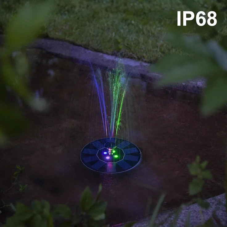 Star Trading 482-82 LED-Solar-Wasserfontäne "Fountain" Kunststoff, schwarz, RGB-LED, ca. 10x16 cm, 5 verschiedene Aufsätze, Akku, Dämmerungssensor, – Bild 4