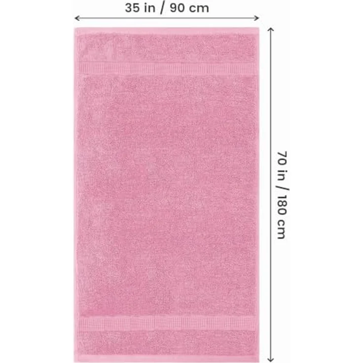 Utopia Towels 2er Badetücher Duschtücher Groß Baumwolle 90 x 180 cm Rosa | mit Aufhänger, Saunatücher, Badehandtücher Groß – Bild 2