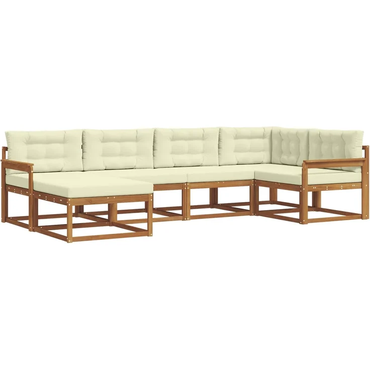 vidaXL Outdoor-Sofagarnitur 6 stk. 6-Sitzer Natur und Creme 3367813 – Bild 2